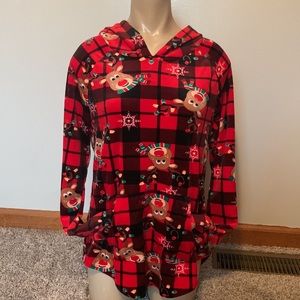 Holiday Reindeer Hooded Pullover Top